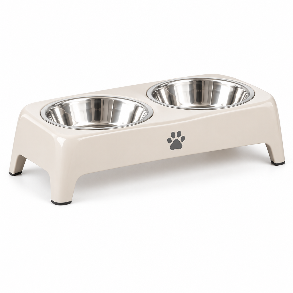 Elevated Double Dog Bowl Stand side angle view