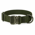 Tactical dog collar olive green front flat lay view