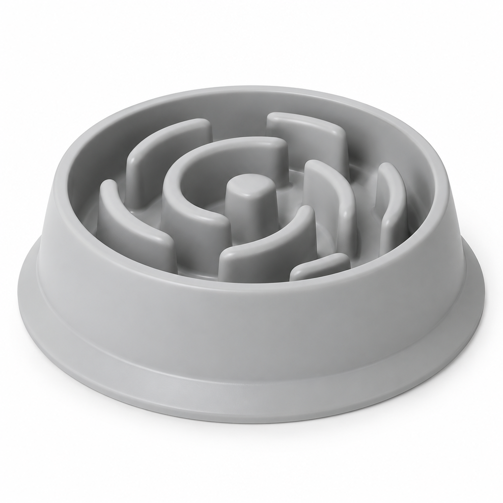 Slow feeder dog bowl 45 degree angle view