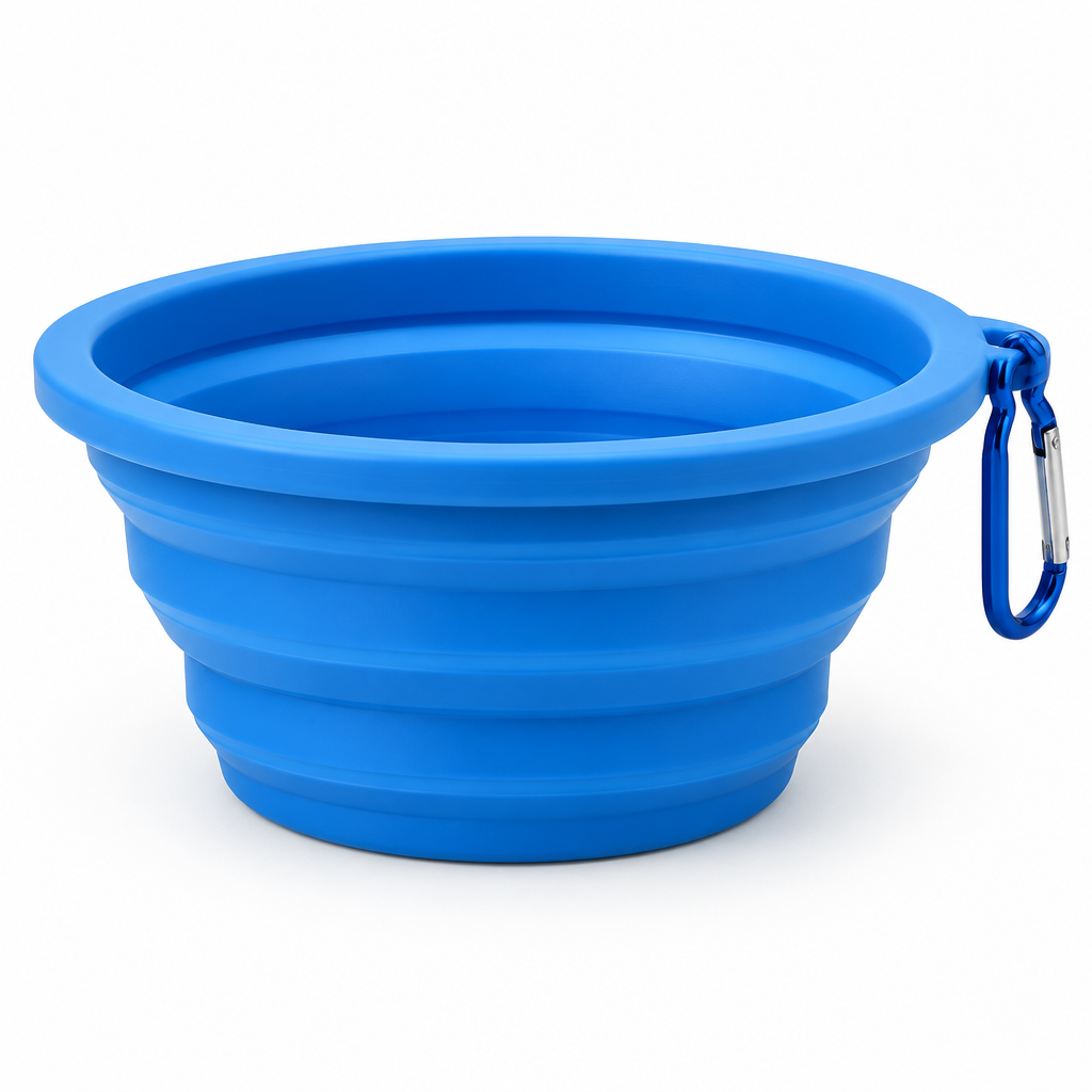 Collapsible travel dog bowl fully expanded front view