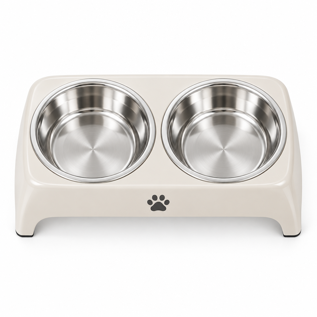 Elevated Double Dog Bowl Stand top-down overhead view